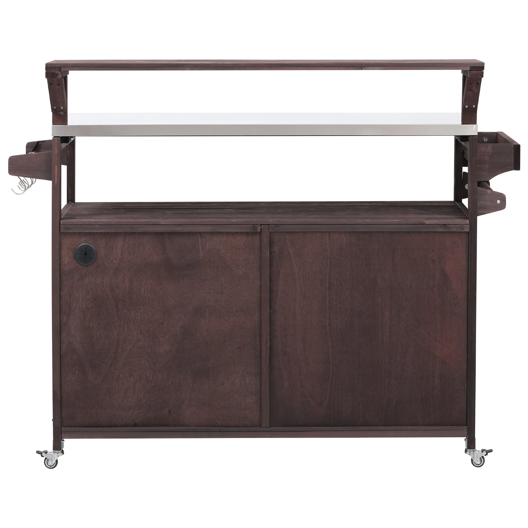 [variant:N853P386135Z] Outdoor Grill Cart with Raised Shelf – Dark Brown, 53.3-Inch image 30