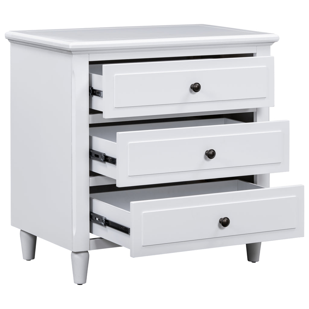 3-Drawer Painted Nightstand – 28-Inch — [variant:N889P444140K] White image 6