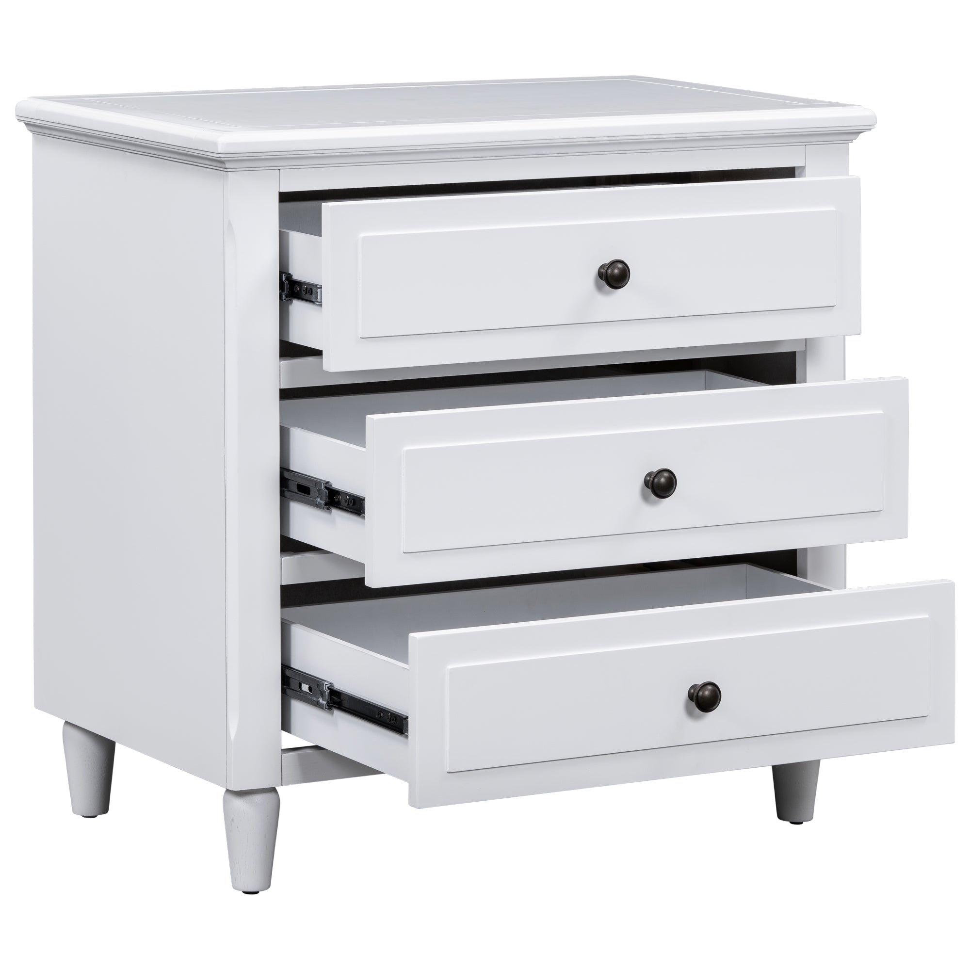 3-Drawer Painted Nightstand – 28-Inch — [variant:N889P444140K] White image 6