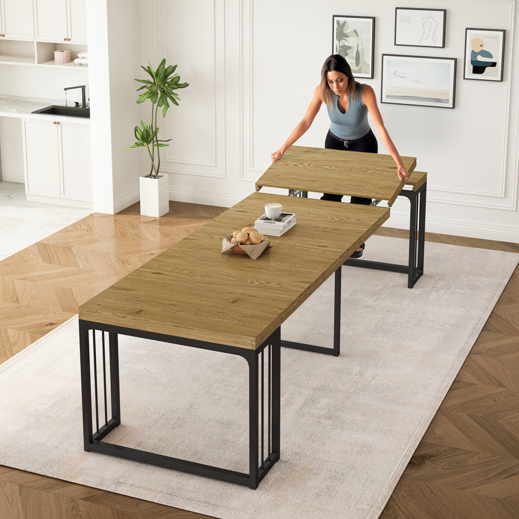 [variant:W3679S00001] Extendable Dining Table for 2–10 – Wild Oak image 1