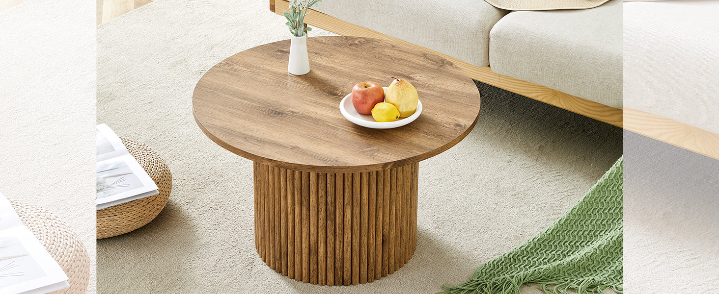 [variant:W3806P404738] Round Fluted Coffee Table with Metal Frame – 27.5-Inch image 11
