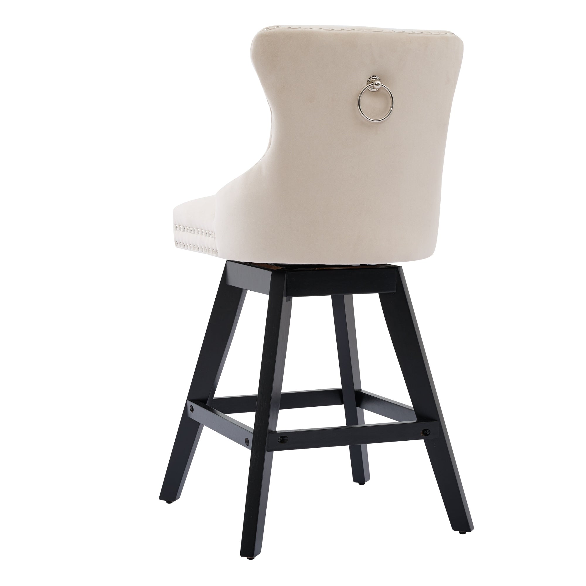 [variant:W5755P512968] Set of 2 Beige Velvet Swivel Bar Stools image 6
