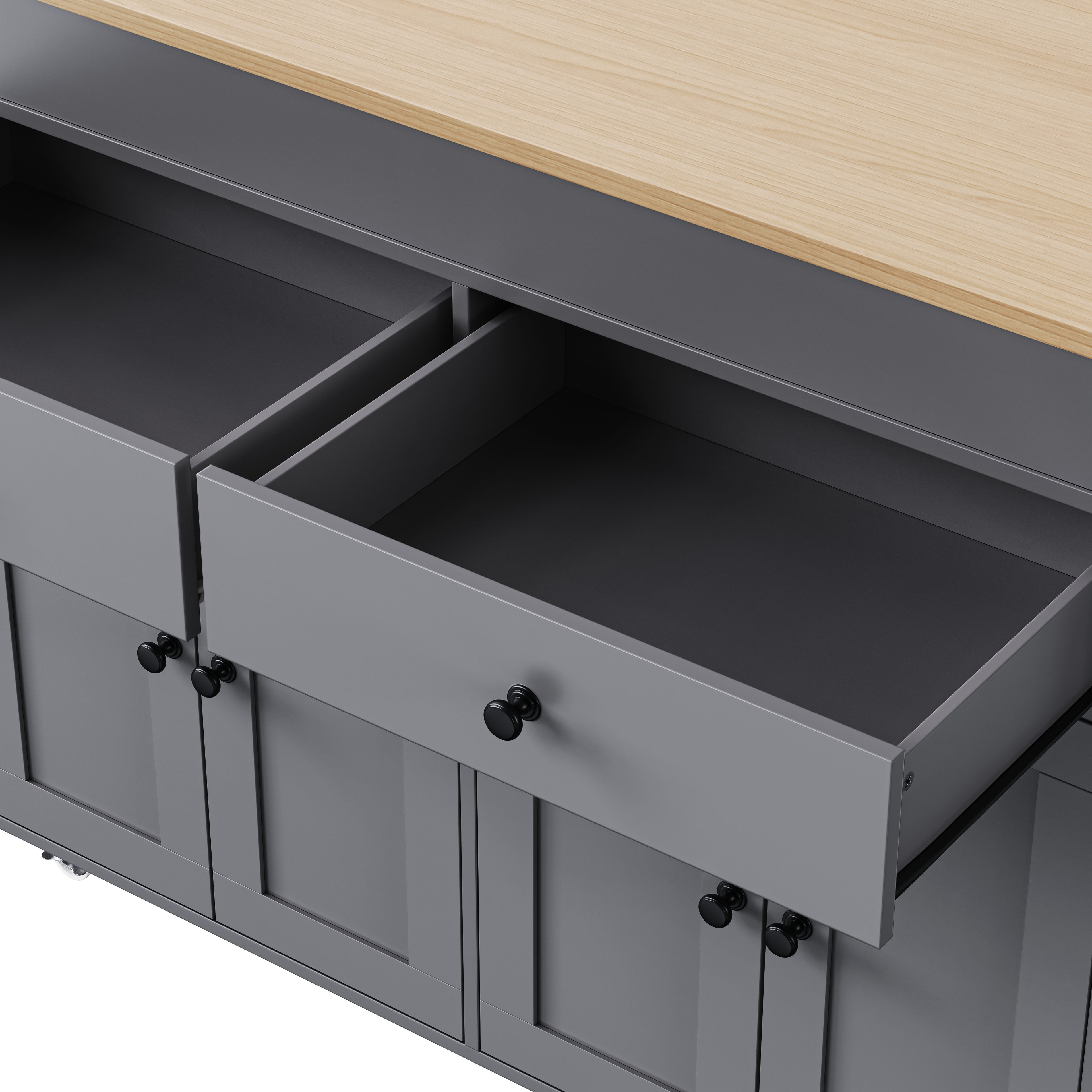 [variant:N853P386264G] Extendable Rolling Kitchen Island with Dining Table – Gray, 74.5-Inch image 41