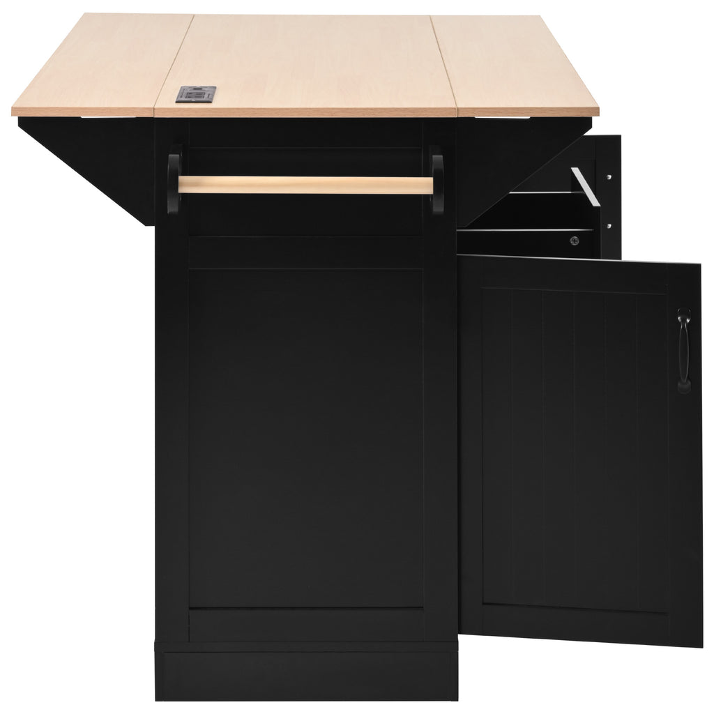 [variant:N853S000006B] Dual-Drop-Leaf Rolling Kitchen Island – Black, 55.75-Inch image 32