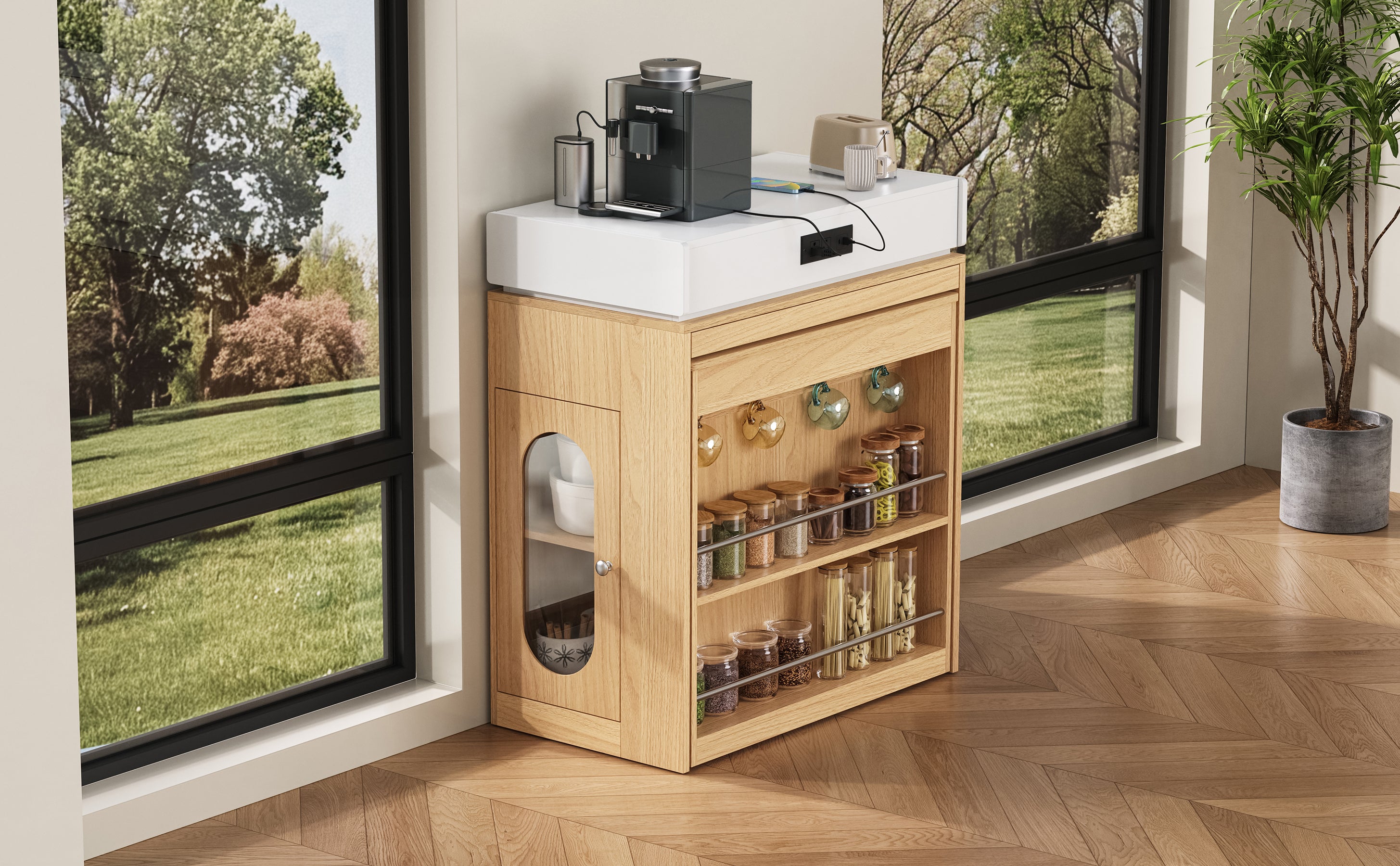 [variant:XW000028AAN-CA] Rolling Kitchen Island with Extendable Table image 3