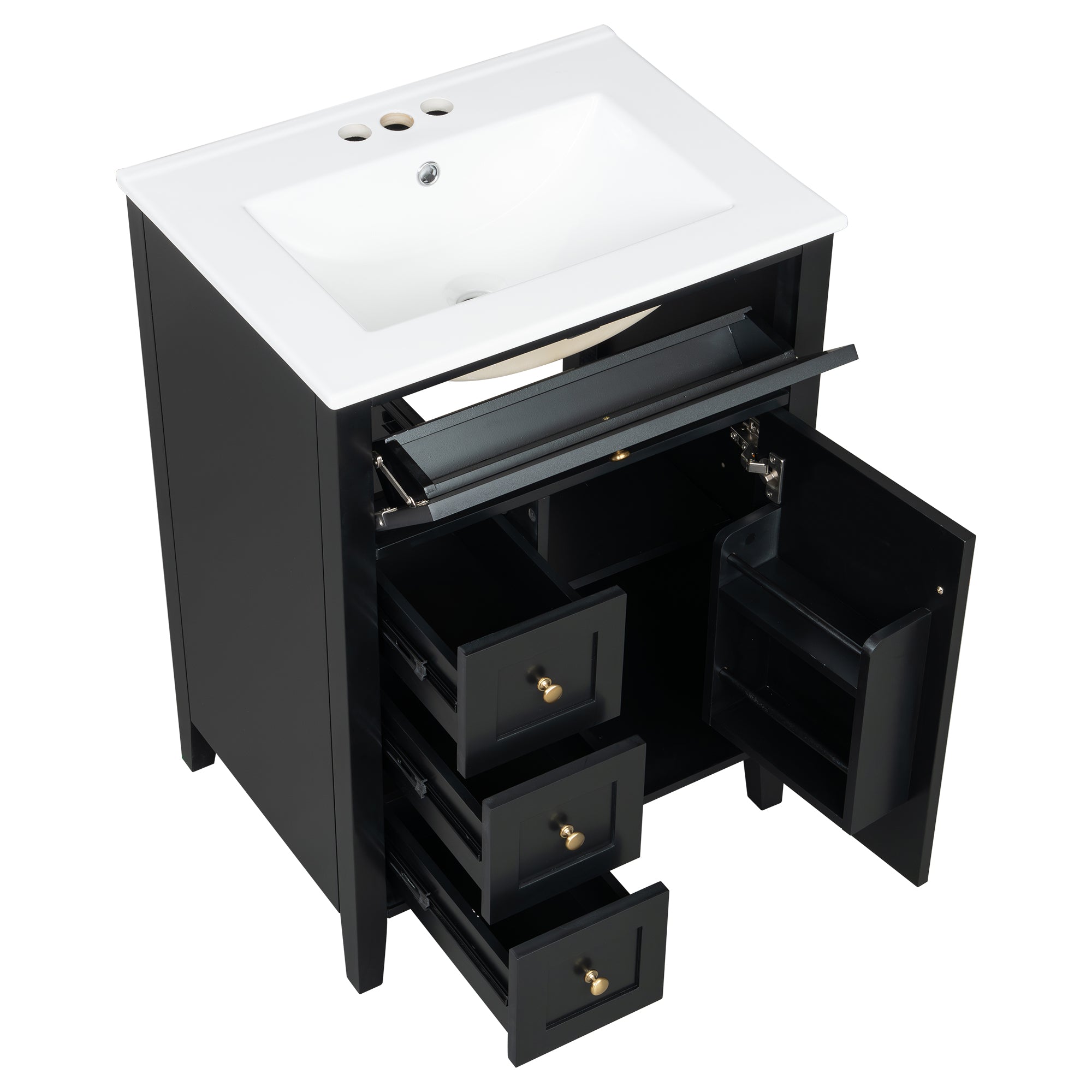[variant:N725P280631B] Black Bathroom Vanity with Ceramic Sink – 24-Inch image 21