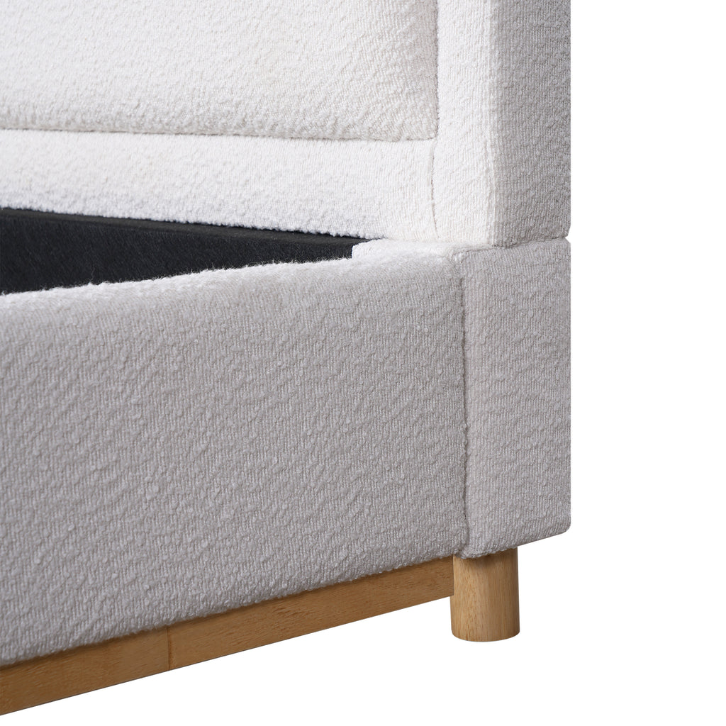 [variant:N859K000012W] King Bouclé Platform Bed with Curved Headboard – White image 17