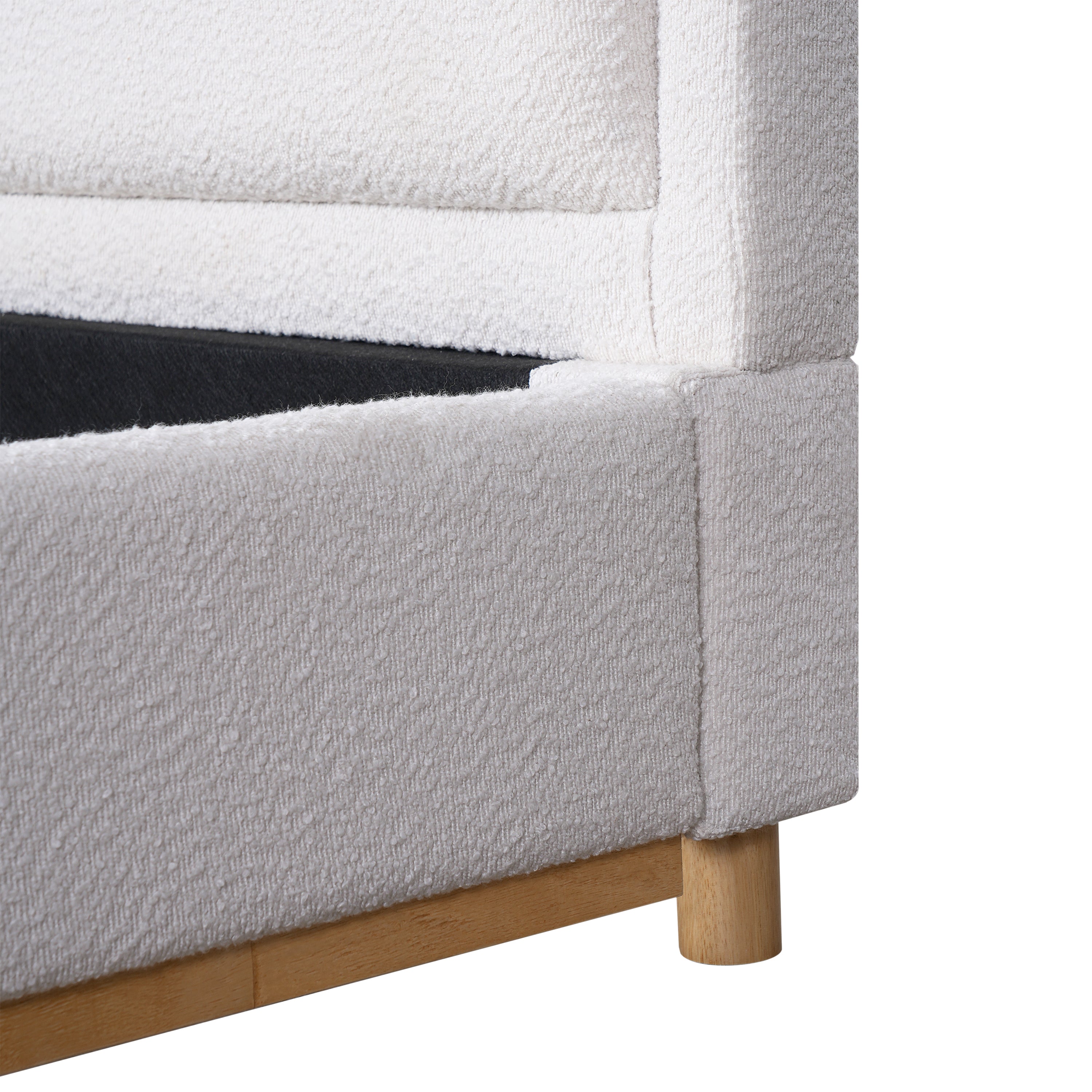 [variant:N859K000012W] King Bouclé Platform Bed with Curved Headboard – White image 17