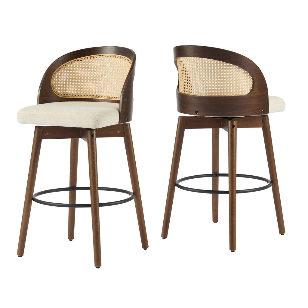 [variant:N897P439513W] Swivel Rattan-Back Counter Stools – Set of 2 image 3