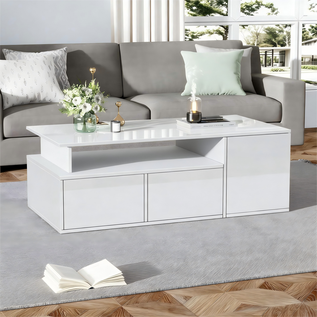 [variant:N892P428788W] High-Gloss LED Coffee Table with Open Storage image 22