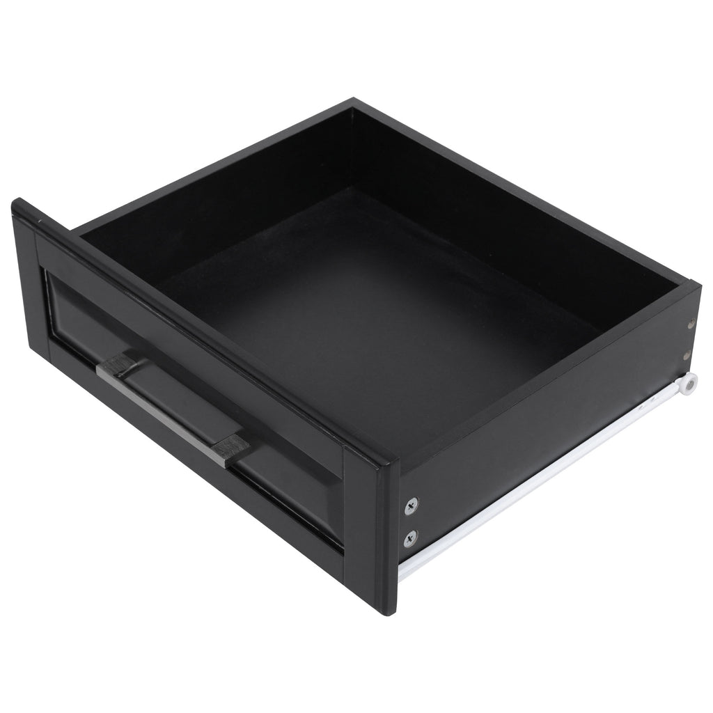 [variant:N853P390045B] Rolling Kitchen Island with Tilt-Out Trash Cabinet – Black, 50.7-Inch image 11