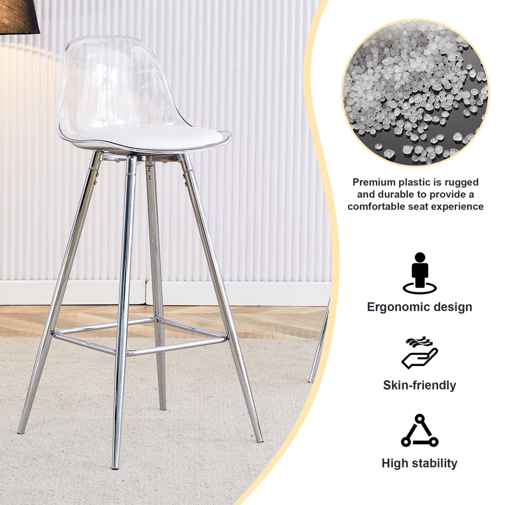 [variant:W3806P404769] Modern Upholstered Bar Chairs – White & Silver image 8