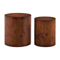 [variant:N872P426800T] Set of 2 Round Burl Veneer Nesting Tables image 1