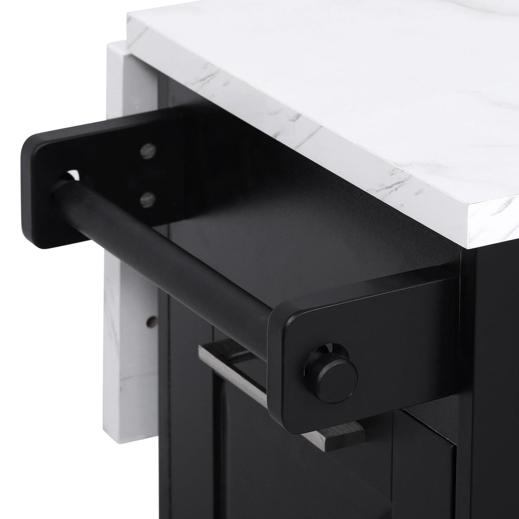 [variant:N853P390045B] Rolling Kitchen Island with Tilt-Out Trash Cabinet – Black, 50.7-Inch image 16