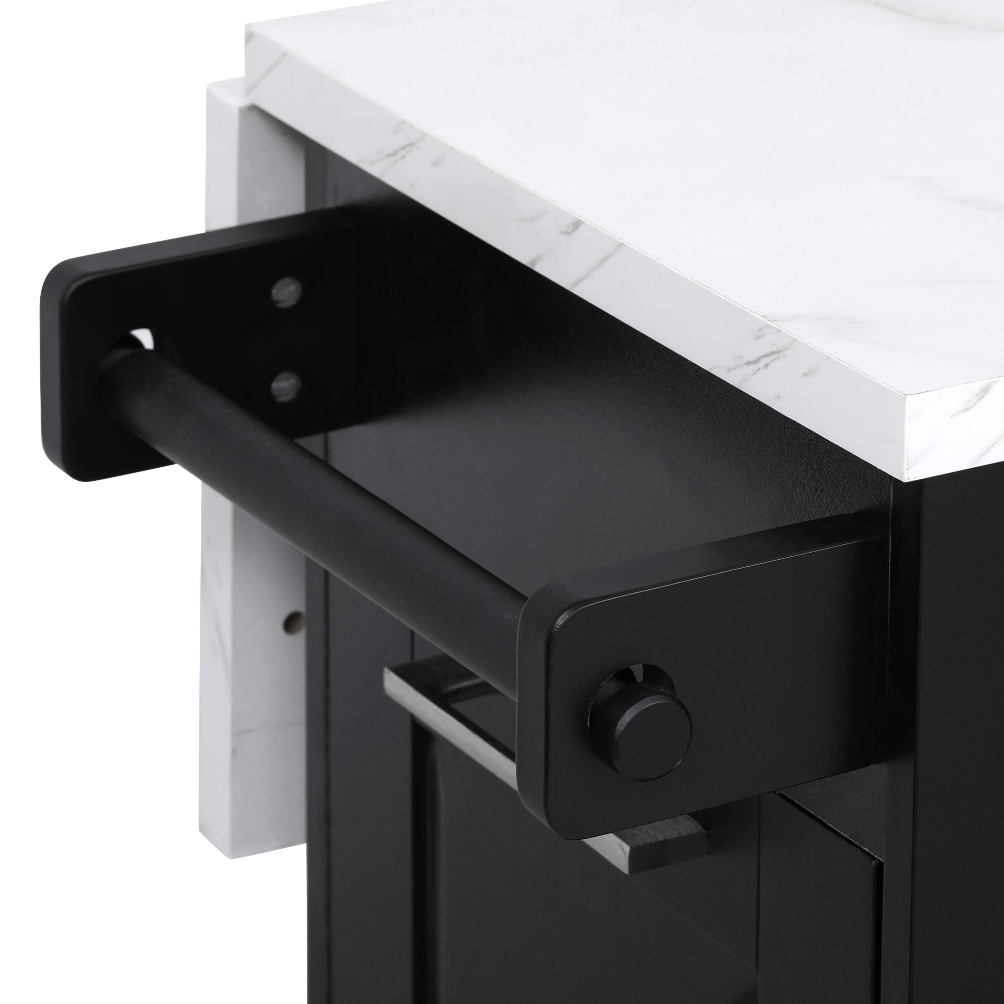 [variant:N853P390045B] Rolling Kitchen Island with Tilt-Out Trash Cabinet – Black, 50.7-Inch image 16