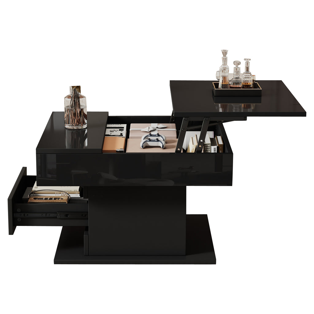 [variant:N892P423296B] Black 360° Rotating Lift-Top Coffee Table image 10