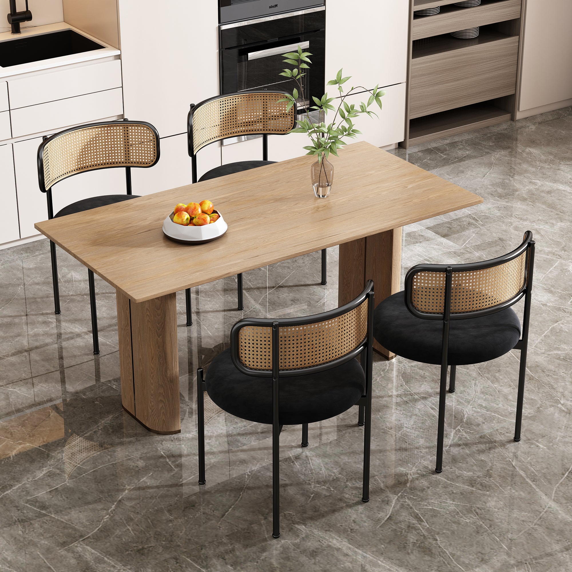 [variant:N859P374642S] Set of 4 Modern Black Velvet Dining Chairs image 5