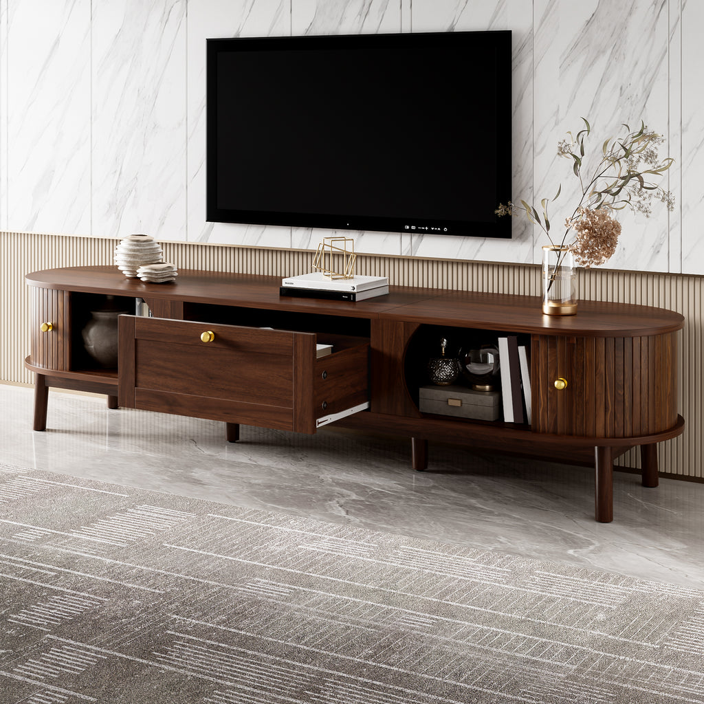 [variant:N875P452044N] Walnut TV Stand with Sliding Doors – 67-Inch image 9