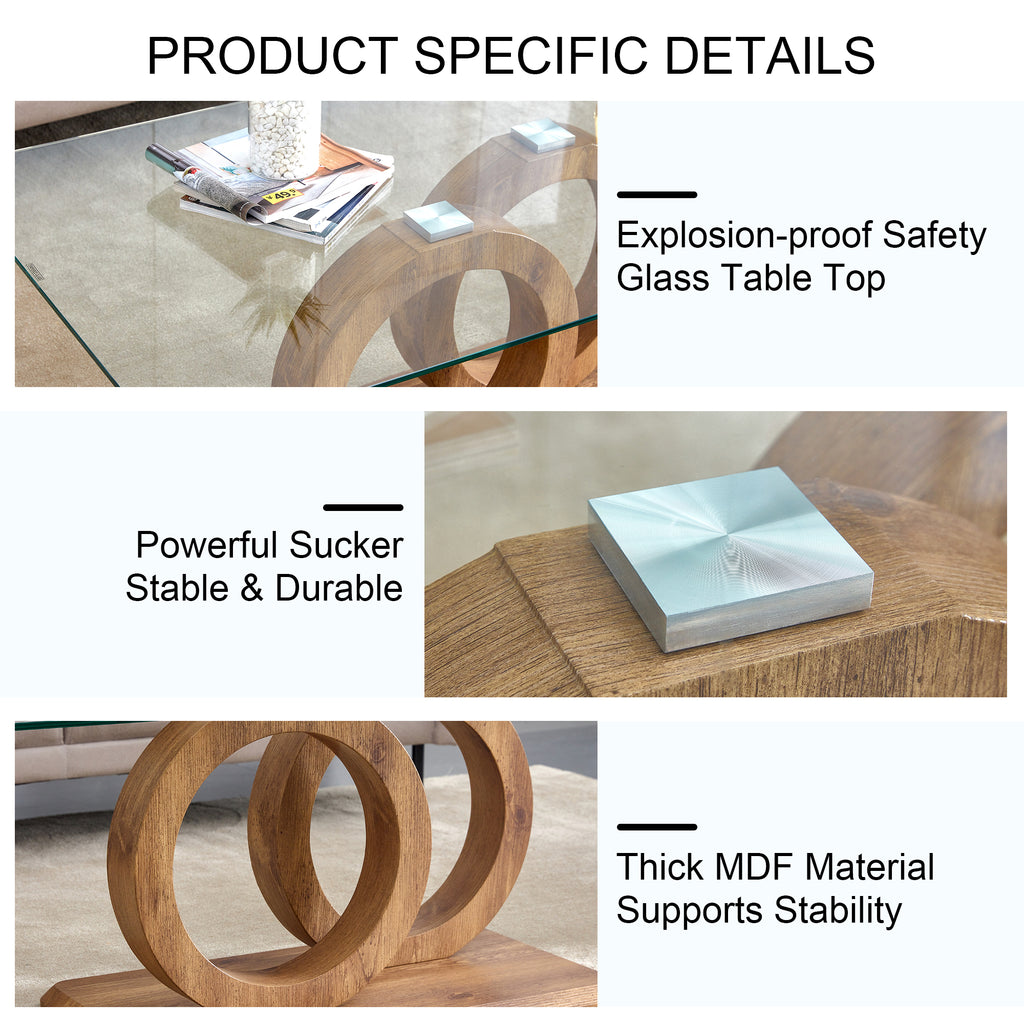 [variant:W3806P439658] Double-Ring Glass Coffee Table image 5