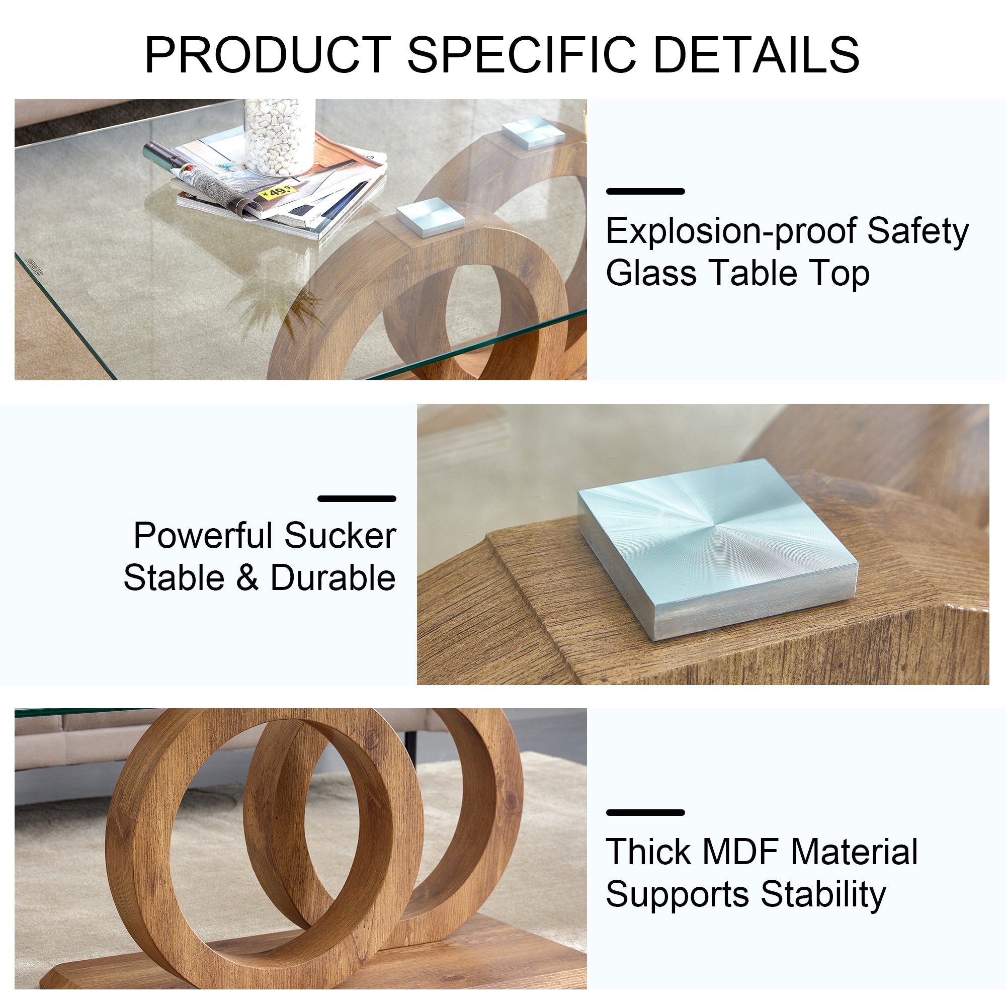 [variant:W3806P439658] Double-Ring Glass Coffee Table image 5