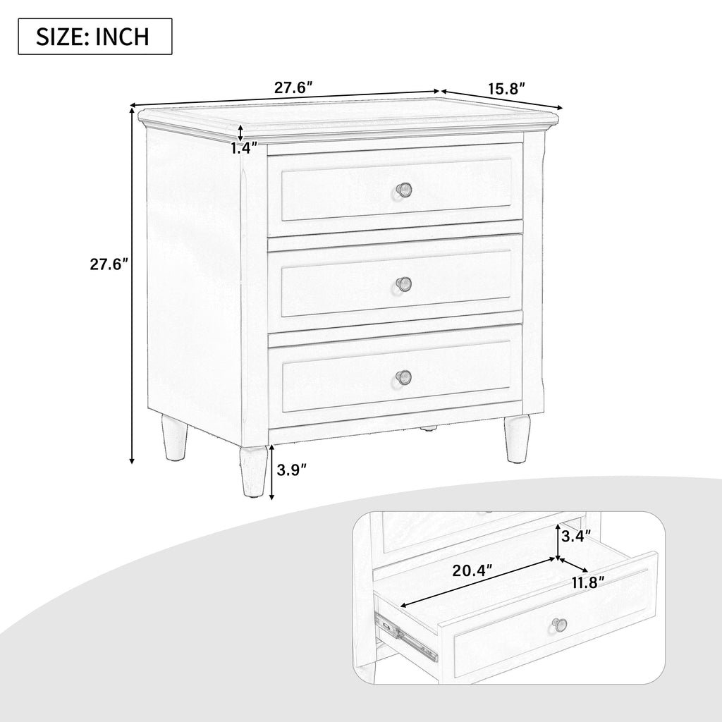 3-Drawer Painted Nightstand – 28-Inch — [variant:N889P444140K] White image 14