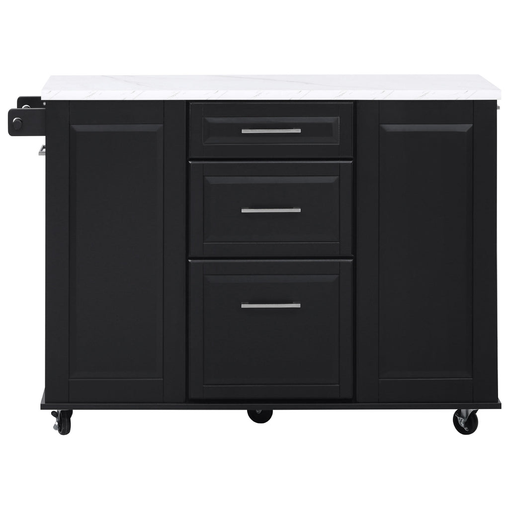[variant:N853P390045B] Rolling Kitchen Island with Tilt-Out Trash Cabinet – Black, 50.7-Inch image 38