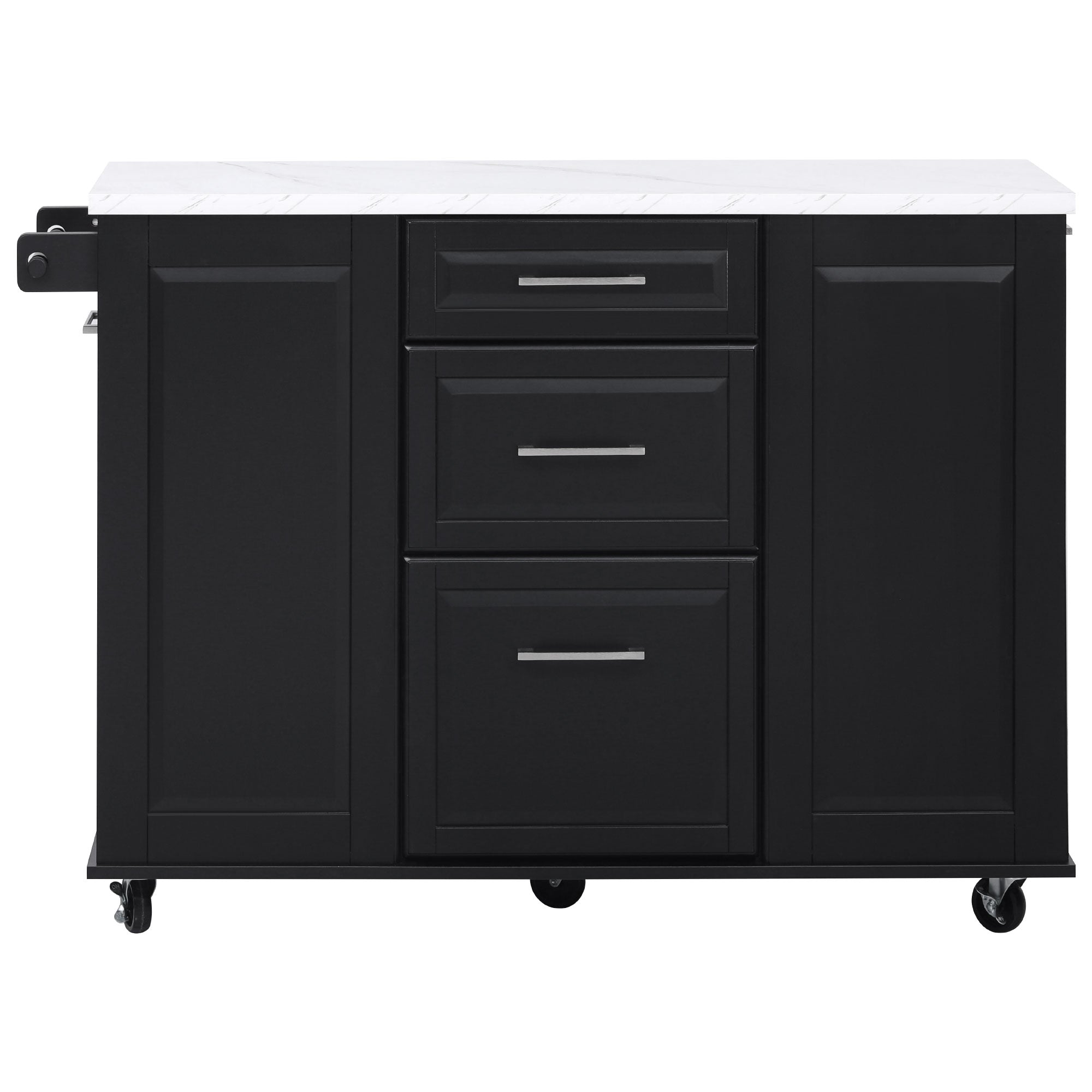 [variant:N853P390045B] Rolling Kitchen Island with Tilt-Out Trash Cabinet – Black, 50.7-Inch image 38