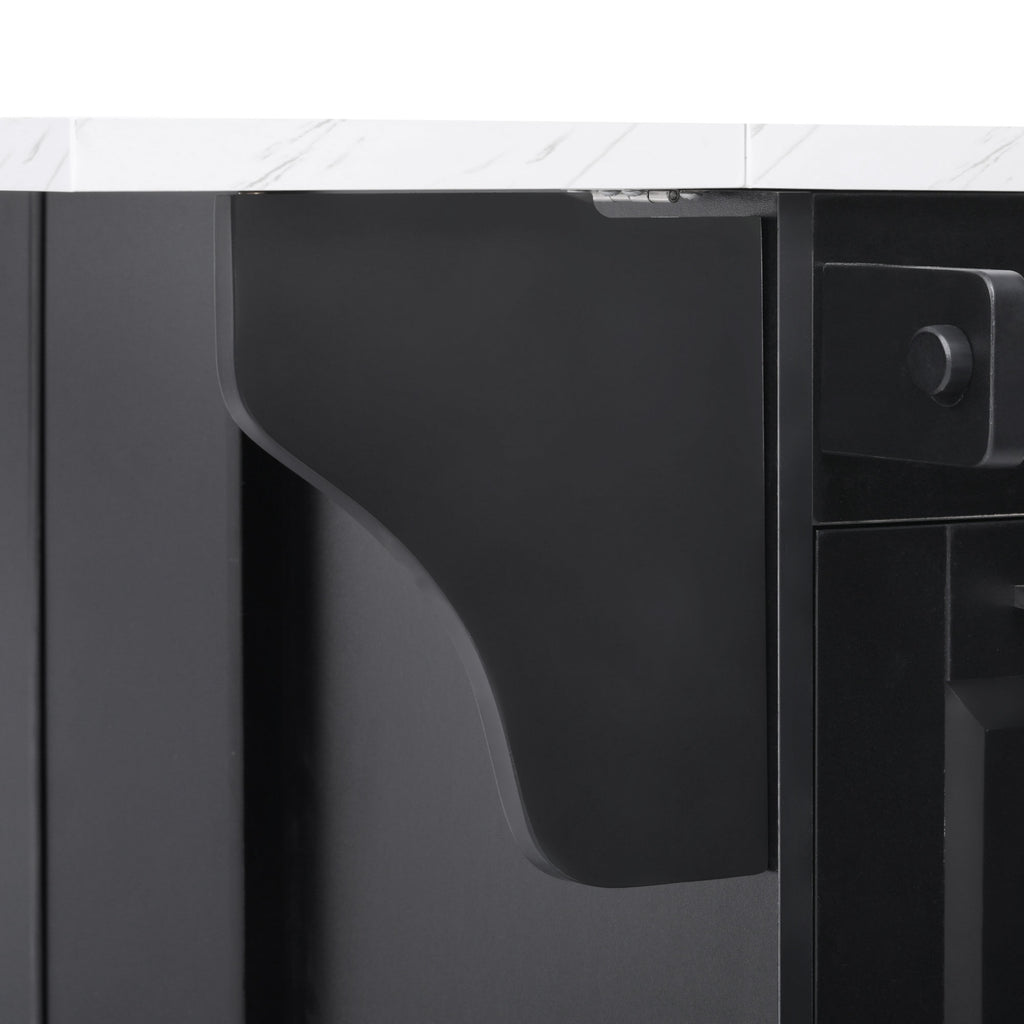 [variant:N853P390045B] Rolling Kitchen Island with Tilt-Out Trash Cabinet – Black, 50.7-Inch image 14