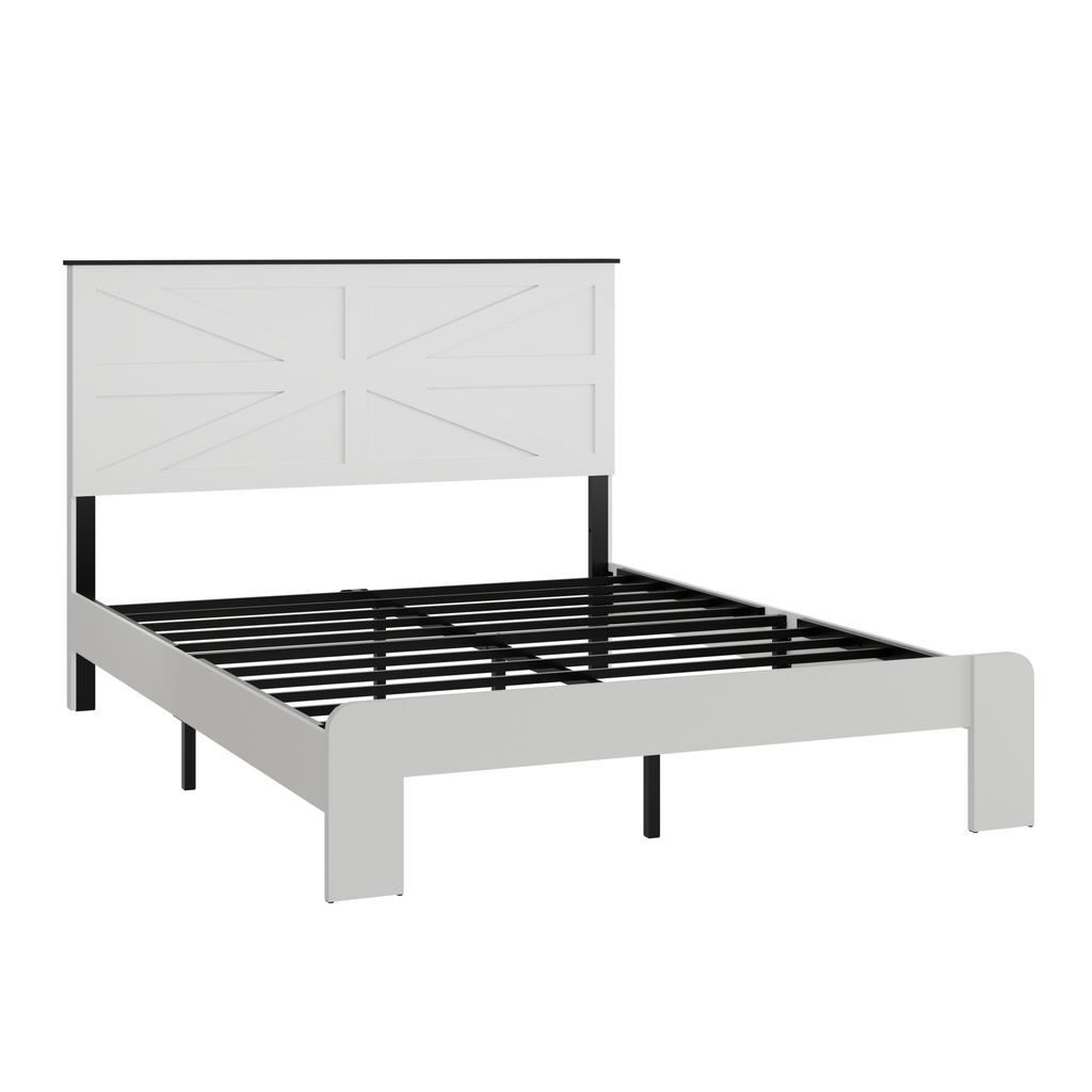[variant:W5658P486971] Queen Platform Bed with Headboard & Footboard – White image 11