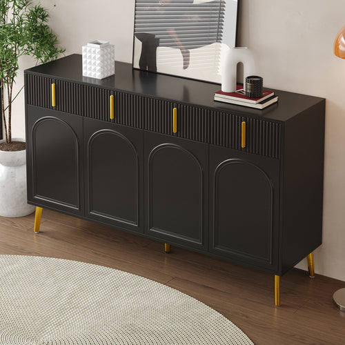 [variant:GA0021S] 4-Door Sideboard with 4 Drawers – Black and Gold image 4