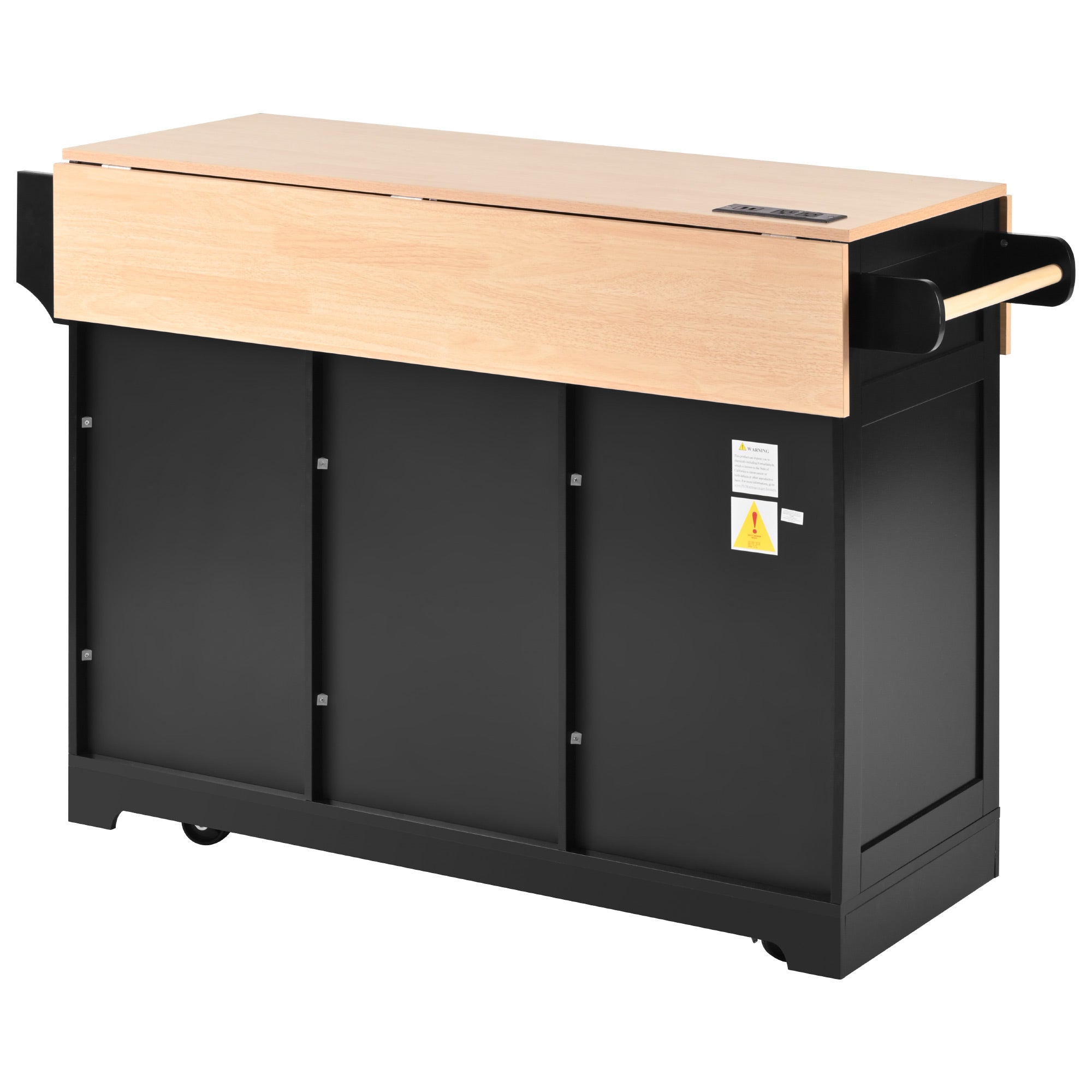 [variant:N853S000006B] Dual-Drop-Leaf Rolling Kitchen Island – Black, 55.75-Inch image 10