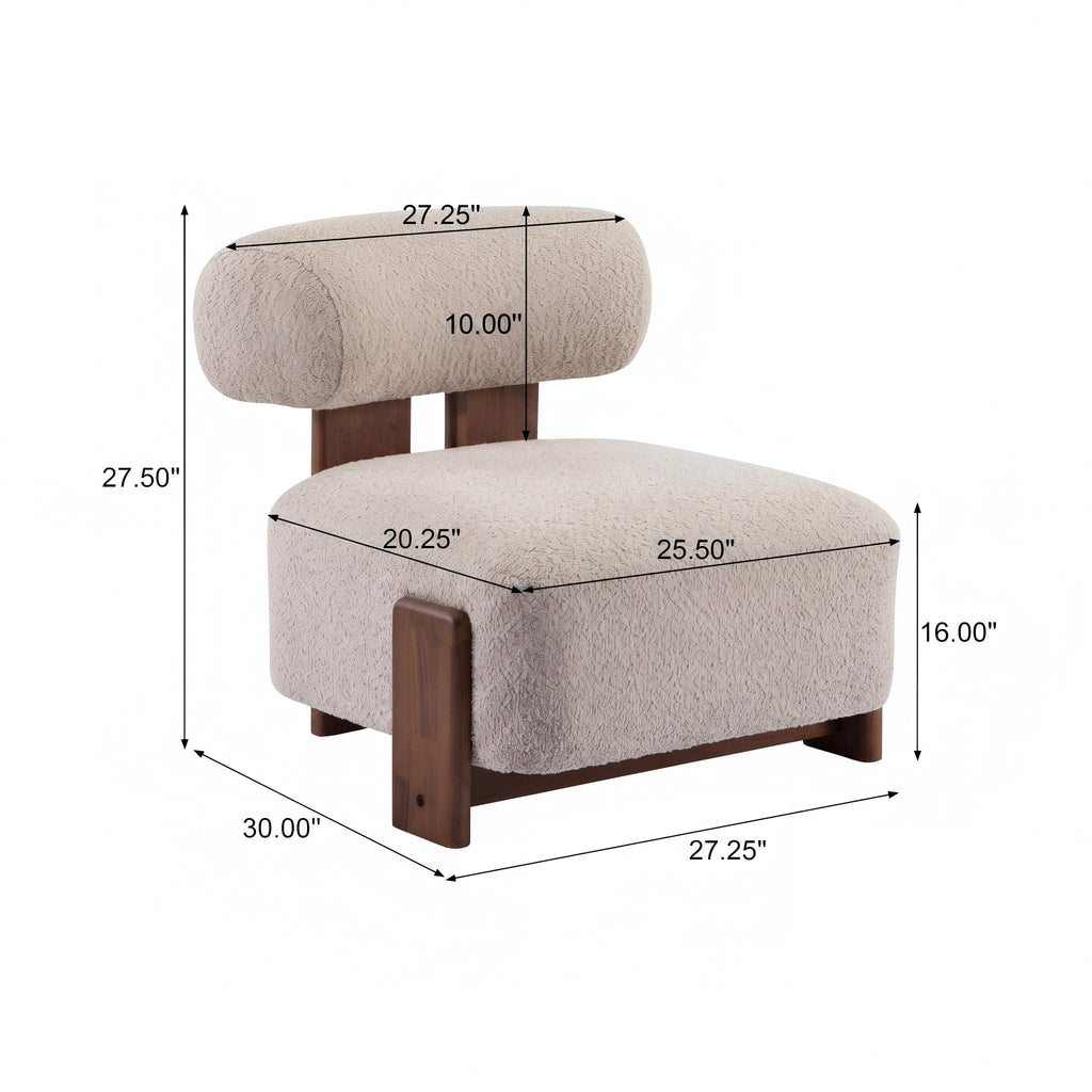 Modern Bouclé Lounge Chair — [variant:N913P495894R] Brown,Walnut image 11