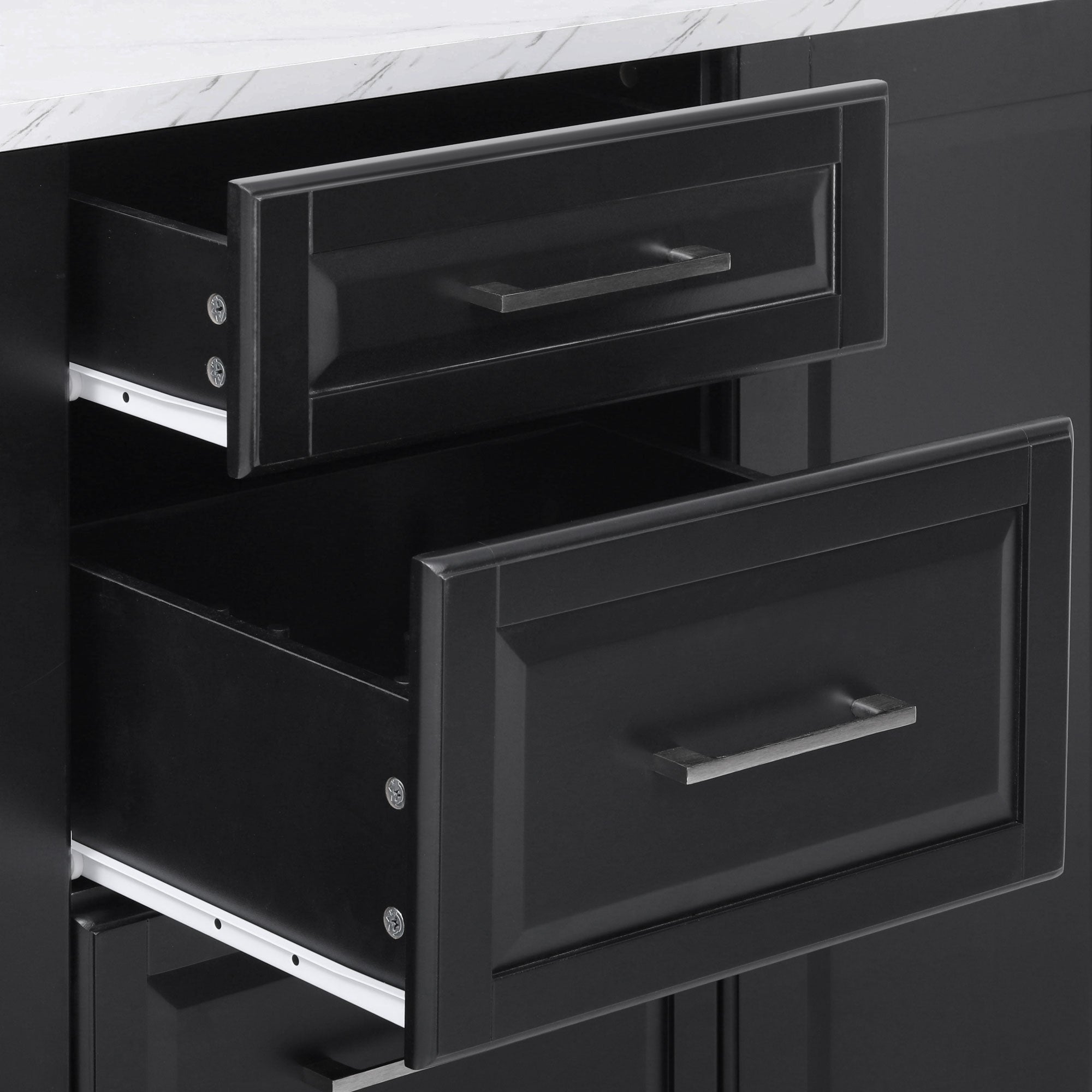 [variant:N853P390045B] Rolling Kitchen Island with Tilt-Out Trash Cabinet – Black, 50.7-Inch image 19