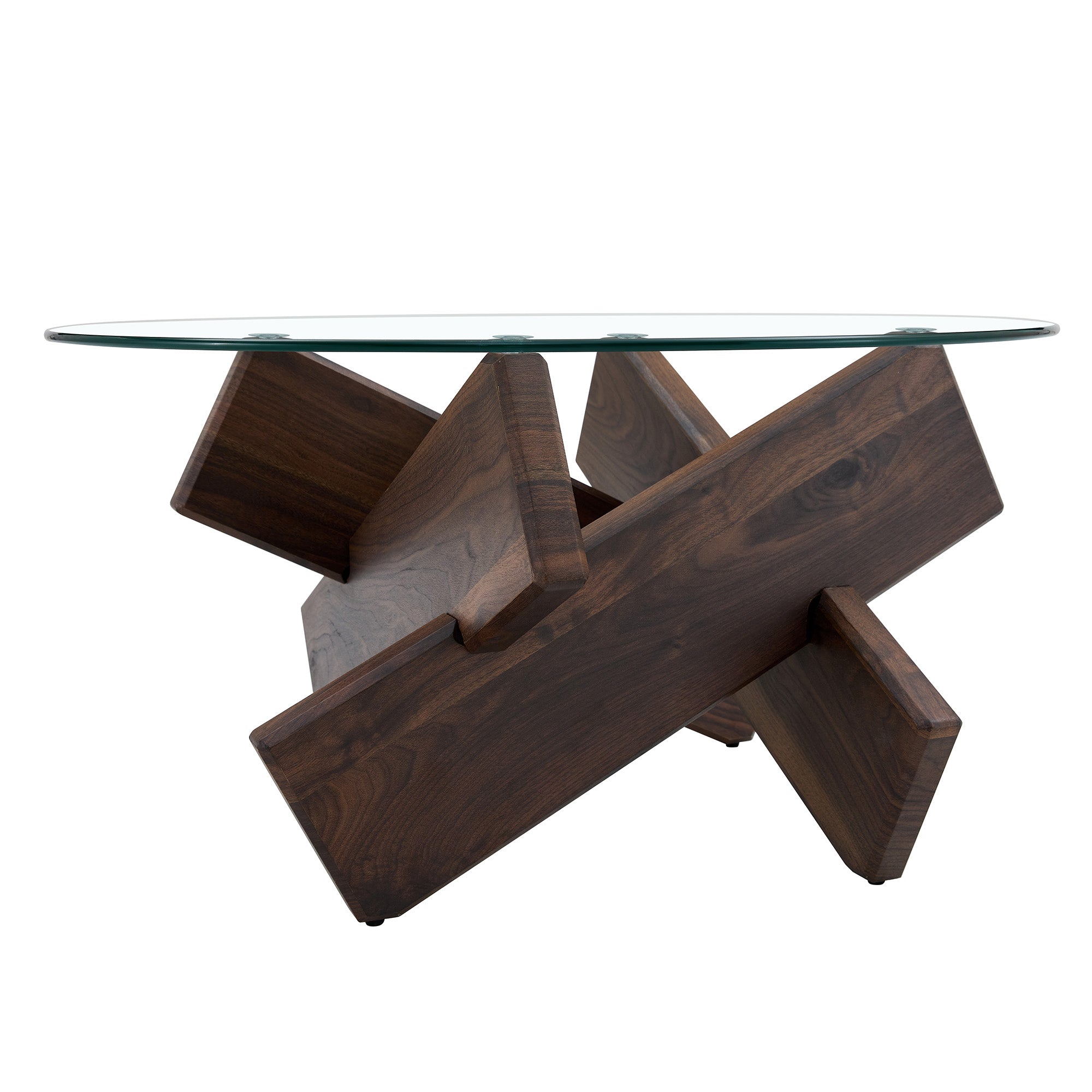 [variant:W3806P404749] Round Glass Coffee Table with Walnut-Finish Base – 33.4-Inch image 21