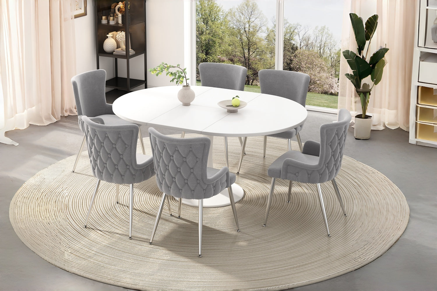 [variant:N859P375239G] Set of 2 Tufted Gray Velvet Dining Chairs image 15