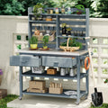 [variant:N853P386121G] Rolling Outdoor Potting Bench with Stainless Steel Top image 1