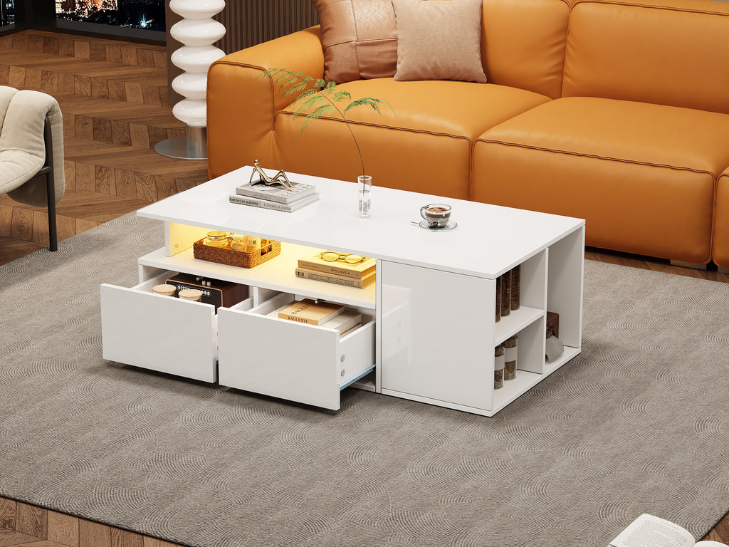 [variant:N892P428788W] High-Gloss LED Coffee Table with Open Storage image 19