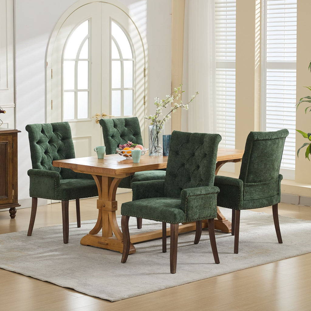 [variant:W5755P503872] Tufted Chenille Dining Armchair – Olive Green image 22