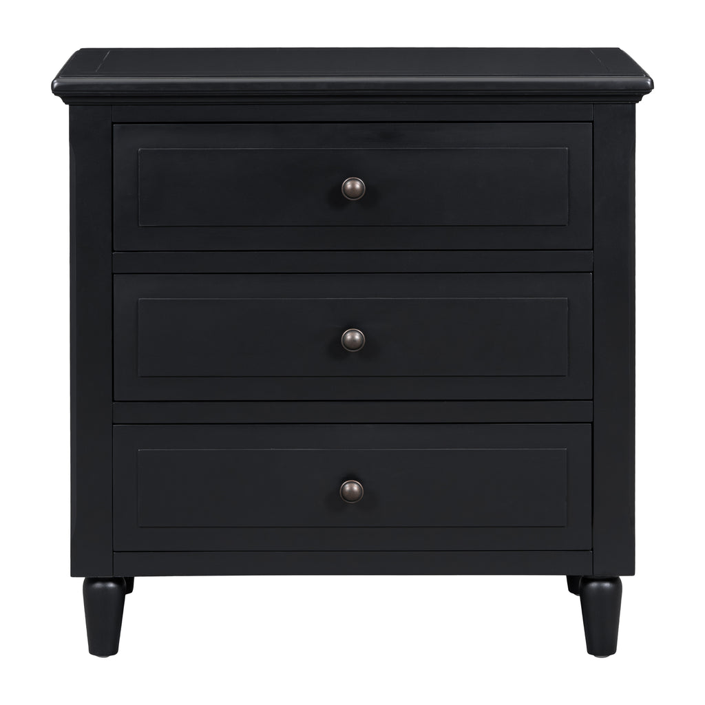 3-Drawer Painted Nightstand – 28-Inch — [variant:N889P444140B] Black image 5
