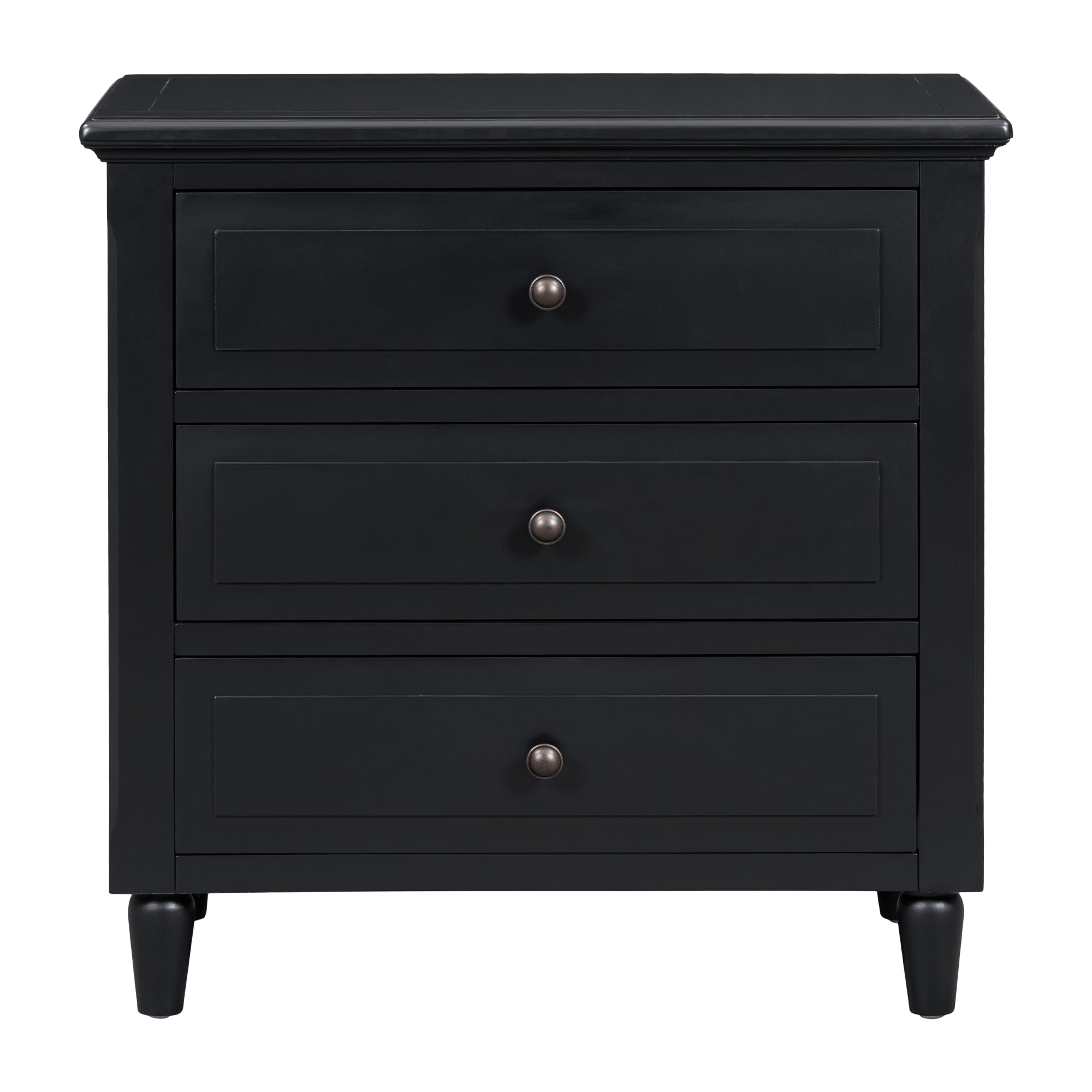 3-Drawer Painted Nightstand – 28-Inch — [variant:N889P444140B] Black image 5