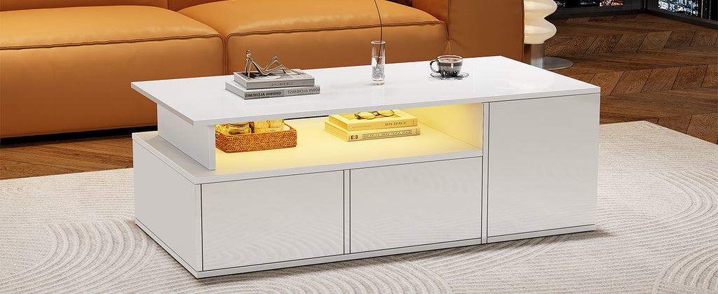 [variant:N892P428788W] High-Gloss LED Coffee Table with Open Storage image 60
