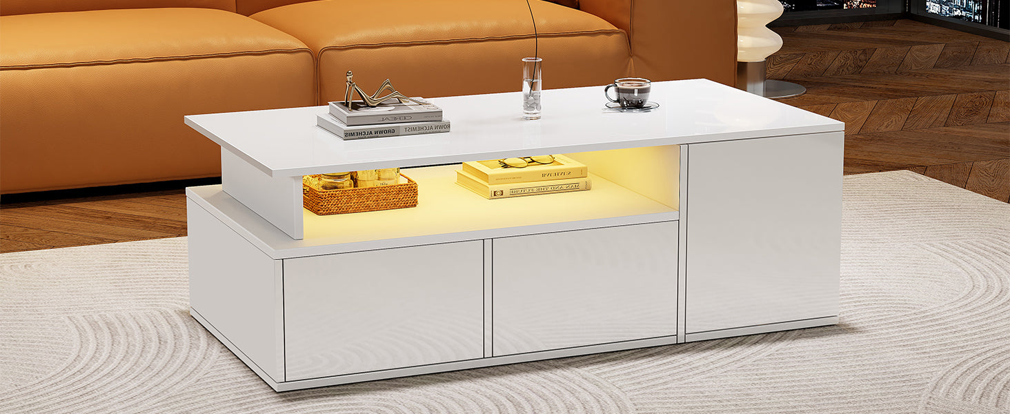 [variant:N892P428788W] High-Gloss LED Coffee Table with Open Storage image 60