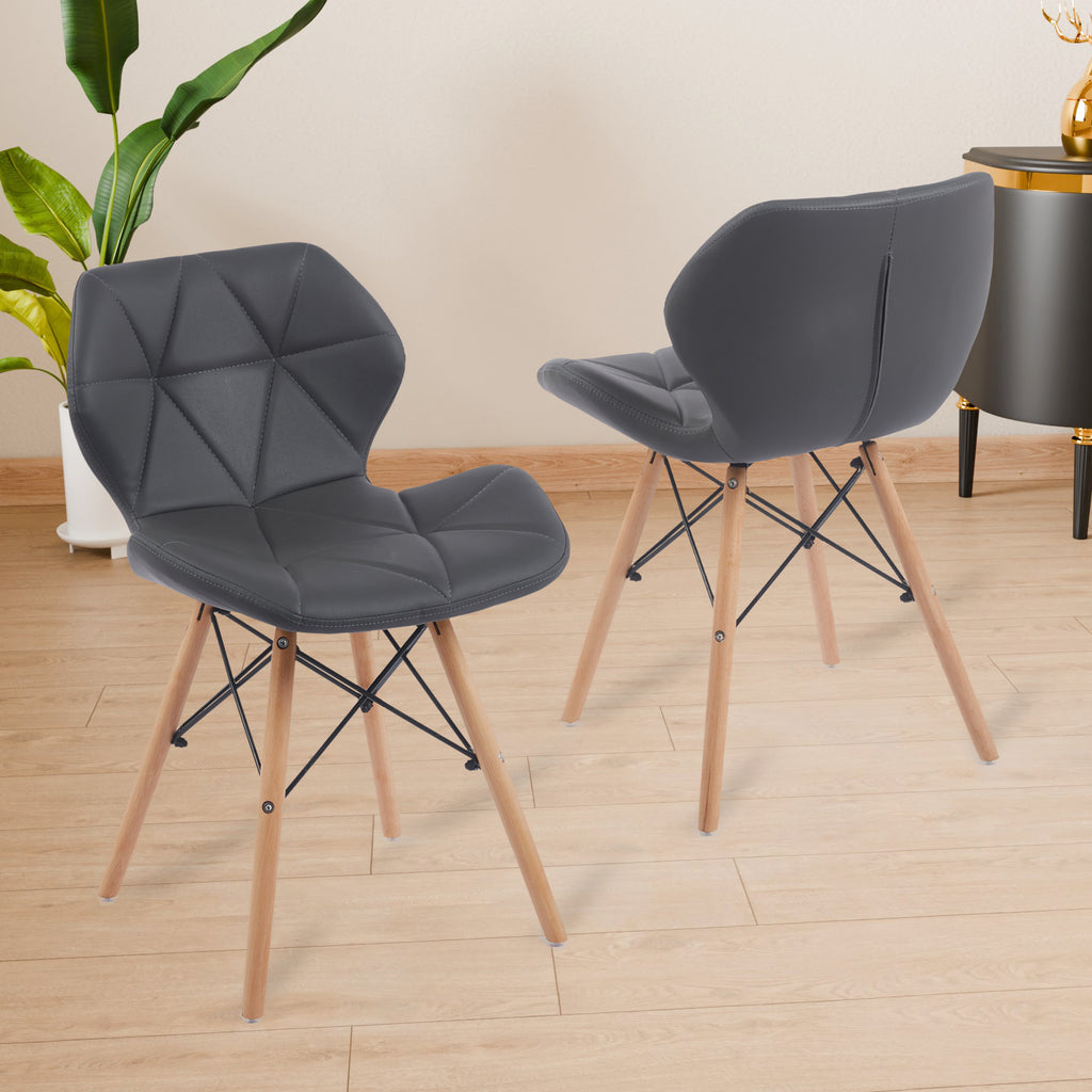 Set of 2 Modern PU Leather Dining Chairs — [variant:W3738P431272] Grey image 2