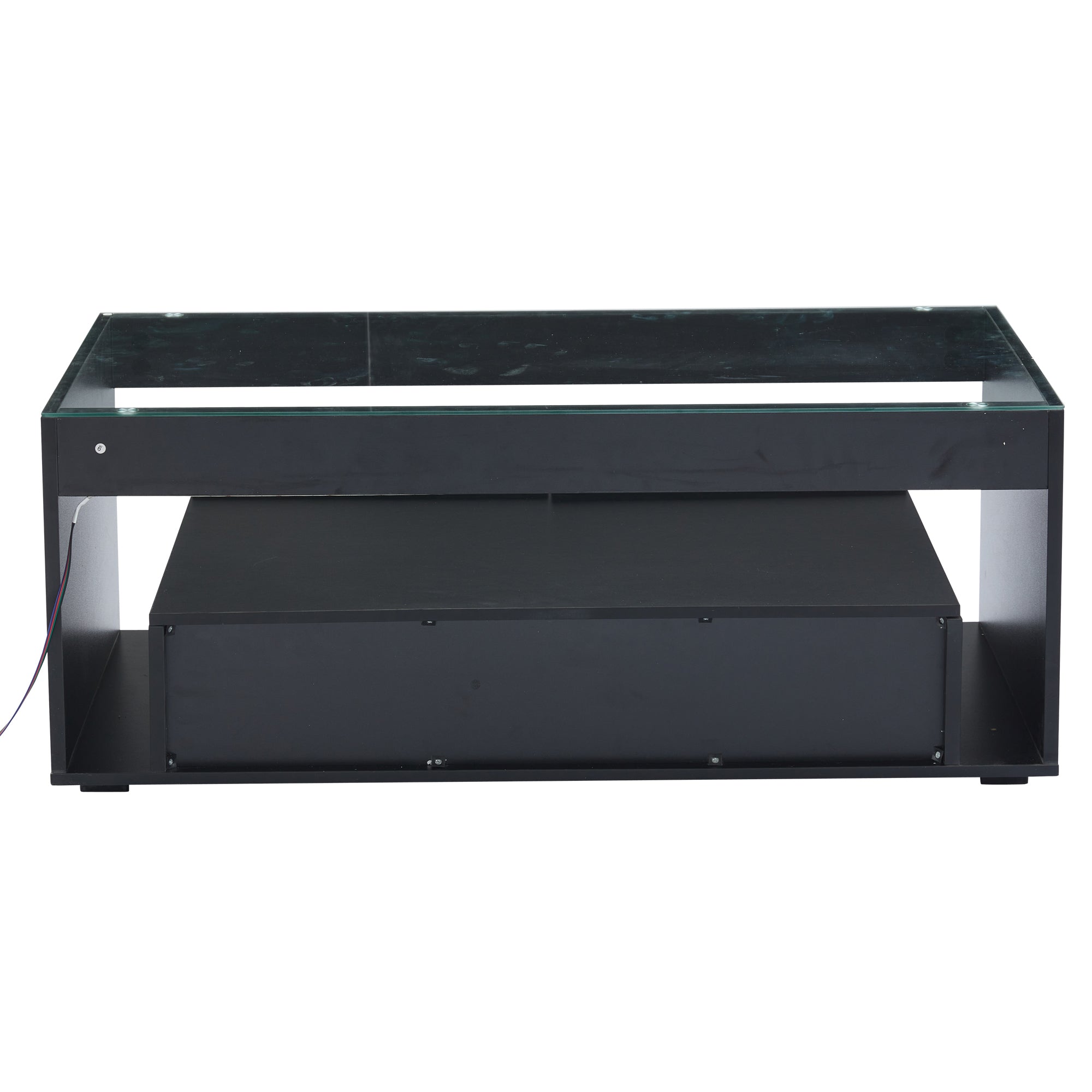 [variant:N892P428787B] High-Gloss LED Coffee Table with Glass Top and Drawers image 17