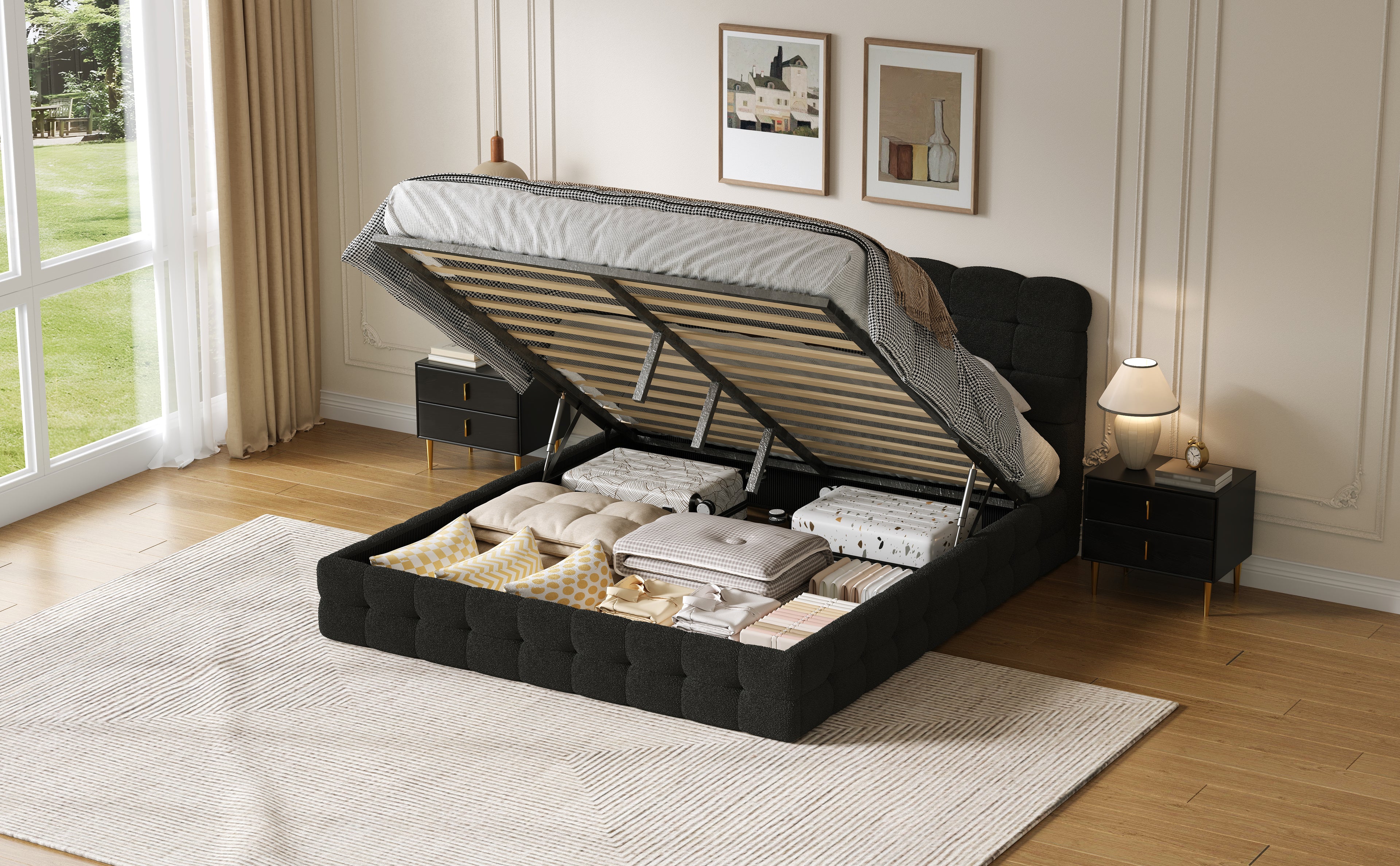 [variant:HS451572AAB] Queen Hydraulic Lift Storage Bed – Black image 20