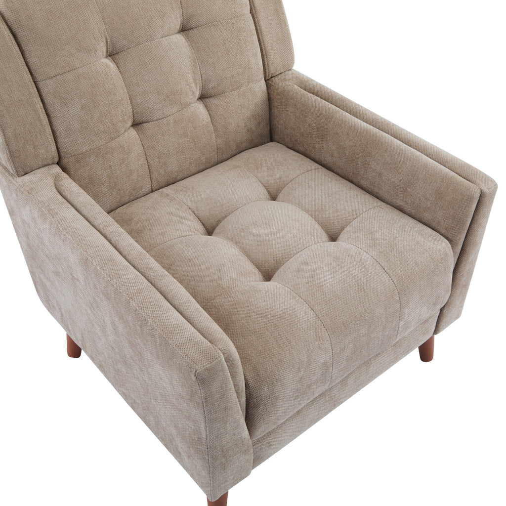 [variant:N898P442867L] Light Brown Chenille Mid-Century Armchair image 9