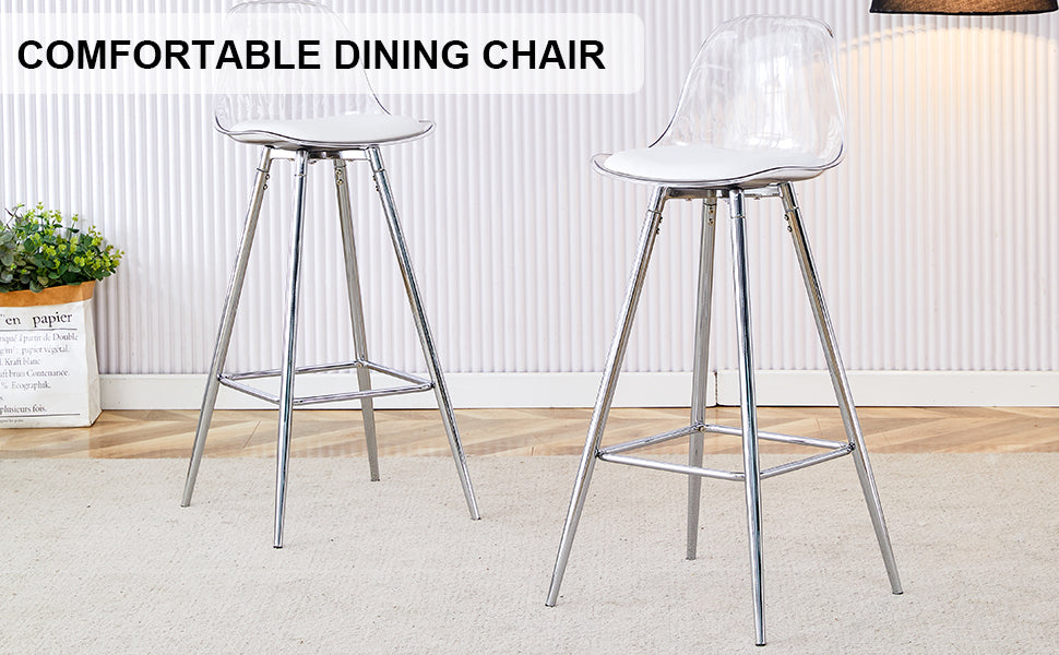 [variant:W3806P404769] Modern Upholstered Bar Chairs – White & Silver image 16