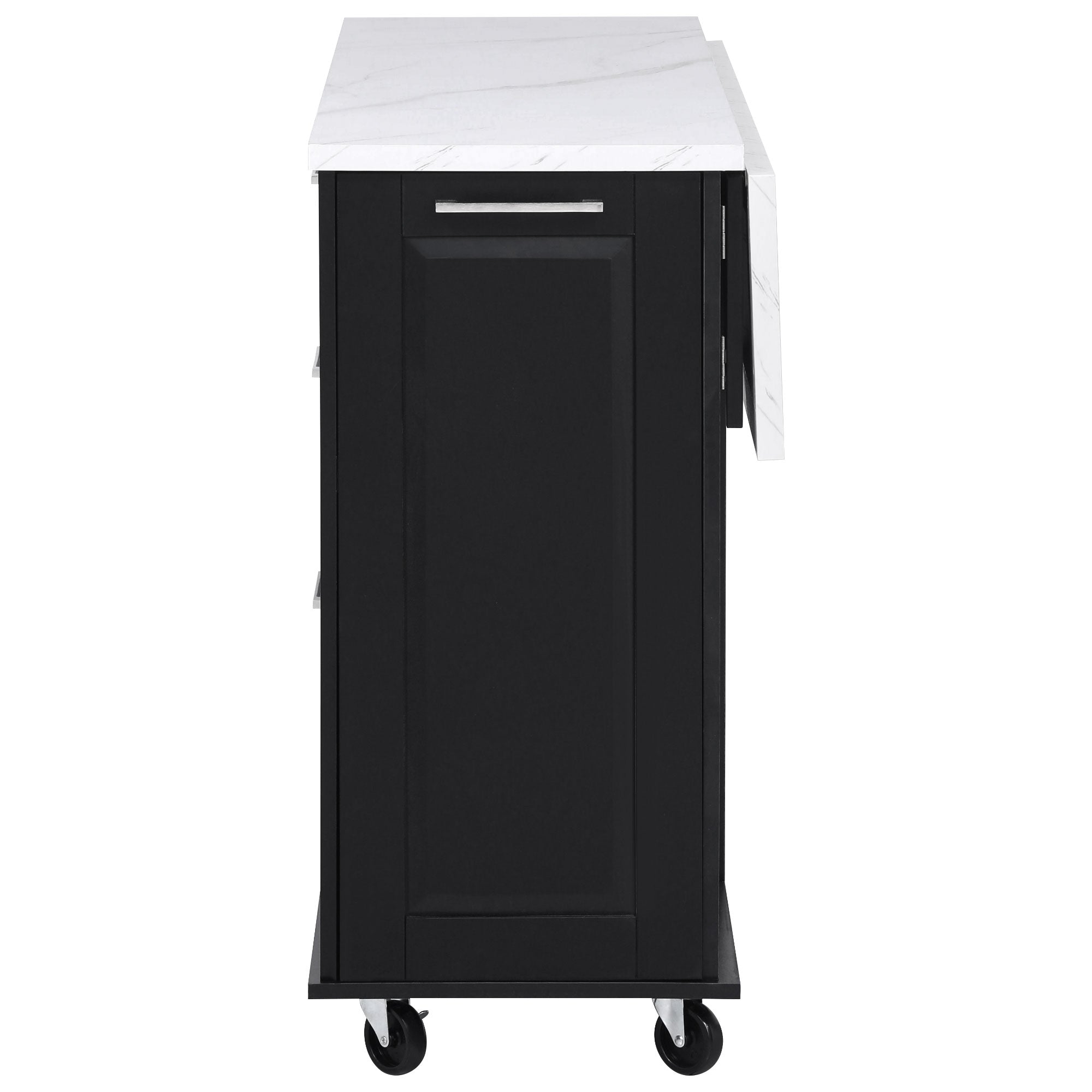 [variant:N853P390045B] Rolling Kitchen Island with Tilt-Out Trash Cabinet – Black, 50.7-Inch image 41