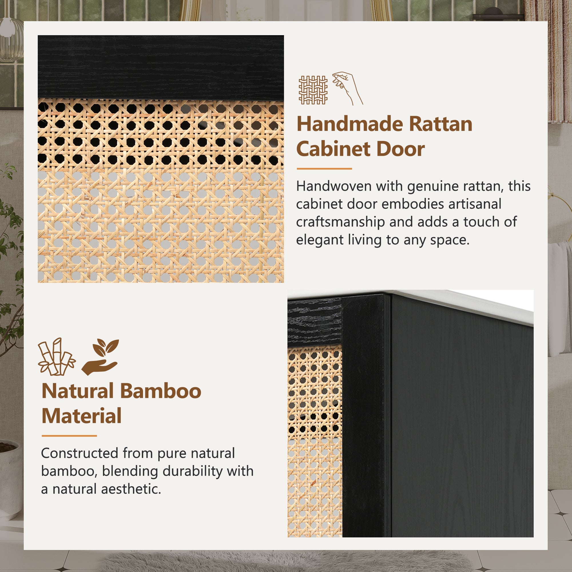 [variant:N729P285517B] Rattan-Door Bathroom Vanity with Sink – 30-Inch image 8