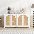[variant:N852P470444K] Modern 4-Door Rattan Sideboard – White image 1